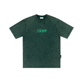 周柏豪STONE WASHED EFFECT XPX 粗粒胶浆印花蜡染做旧短袖 T恤