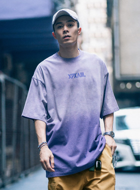 XPX 周柏豪 GRADIENT TIE DYE 洗水吊染粗粒胶浆印花T恤