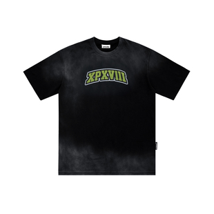团队简约LOGO洗水做旧泛白短袖 周柏豪 XPX