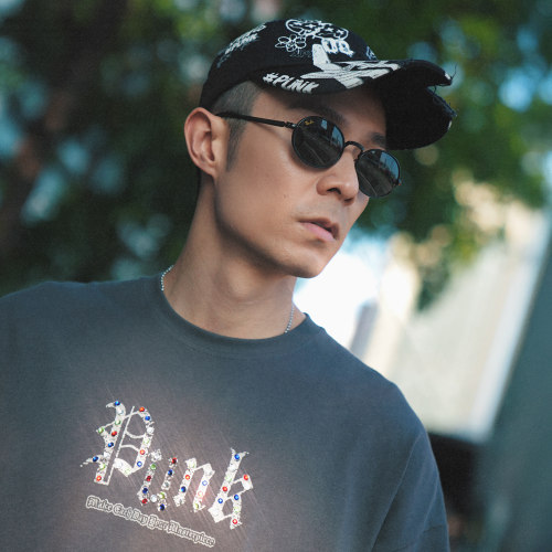 XPX 周柏豪 烫石印花团队图案短袖T恤