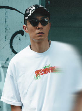 XPX 周柏豪 涂鸦搞怪图案印花男女同款纯棉短袖T恤