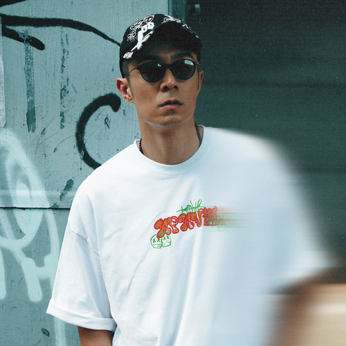 XPX 周柏豪 涂鸦搞怪图案印花男女同款纯棉短袖T恤