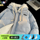 奥莱折扣新款 假两件连帽羽绒棉服冬季 保暖情侣青少年宽松潮牌外套