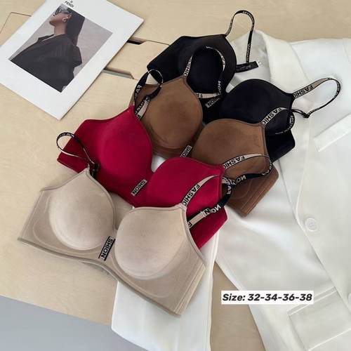 秋冬加厚小胸聚拢内衣女显胸丝绒字母肩带平胸专用上托收副乳文胸