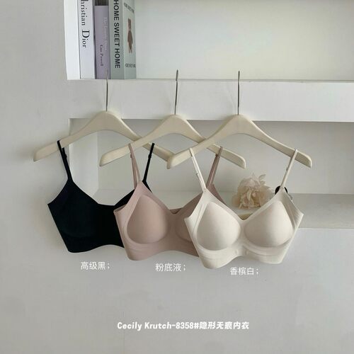 Cecily Krutch8358#隐形无痕内衣秋季新款细肩带聚拢粉底液文胸罩