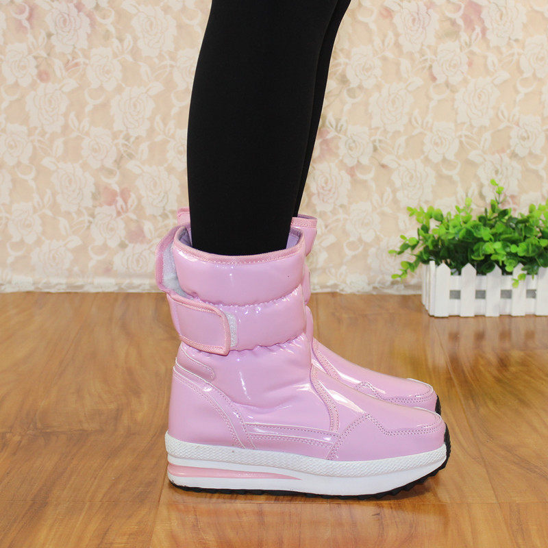 2018新女士漆皮雪地靴防水防滑中筒雪地鞋東北保暖棉靴亮面冬靴子在類目 女鞋, 靴子中 - 來自Buy2taobao.com提供專業的淘寶代購服務