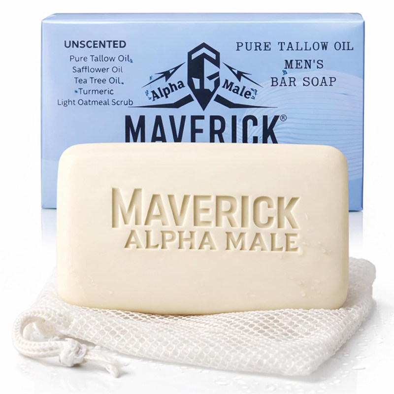 Maverick 男士牛脂香皂 无香配方深层清洁 保湿温和 去角质沐浴皂