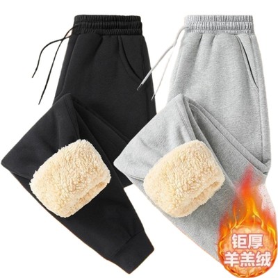 秋冬羊羔绒保暖棉裤束脚运动卫裤