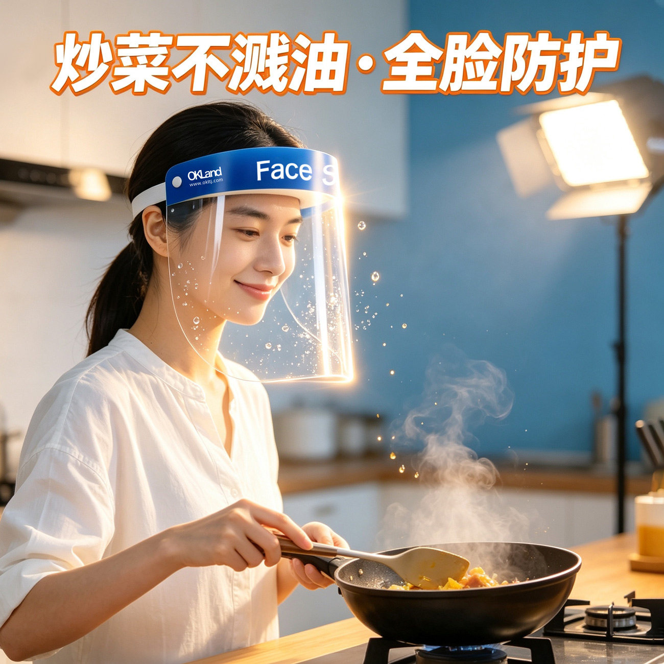 厨房防油溅面罩炒菜做饭防油烟全脸防护透明面具高清面部护脸神器