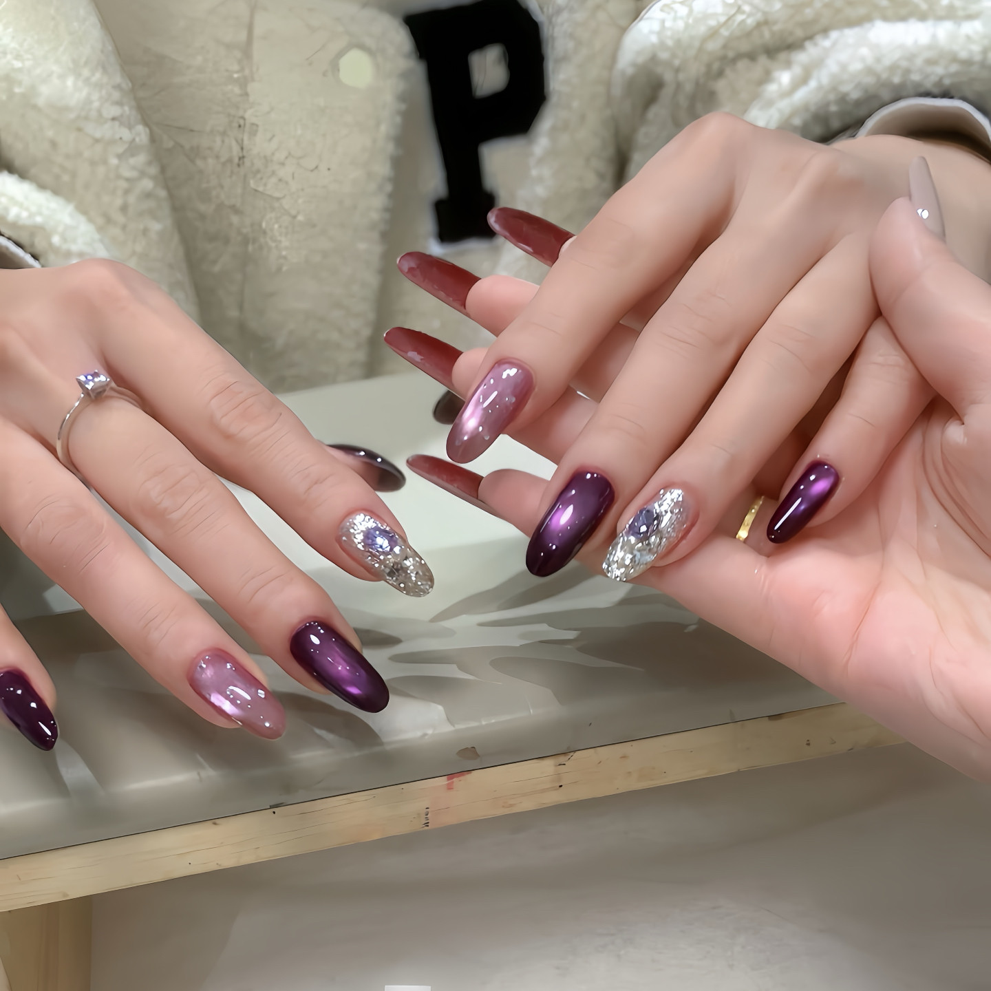 手工定制穿戴美甲中长款新年战甲紫色猫眼跳色婚甲新娘孕妇可拆卸,彩妆/香水/美妆工具,穿戴甲/甲片,淘宝优惠券,粉丝福利购,淘宝优惠卷