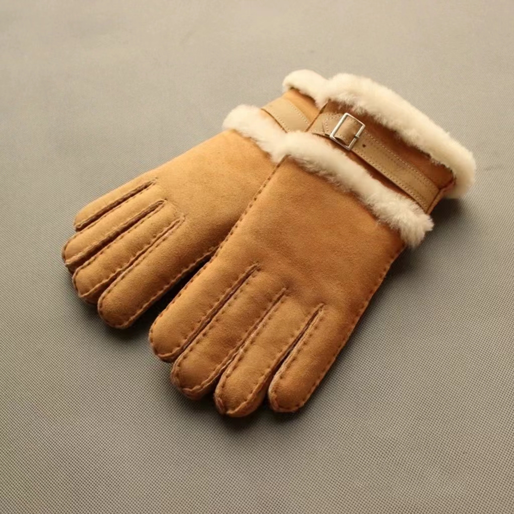 羊皮手套羊毛手套皮毛一体真皮手套户外骑车防寒男女保暖厚手套