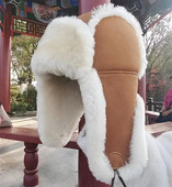 真皮加厚潮冬季 帽子男士 防寒帽女士羊皮毛一体帽子护耳雷锋帽东北