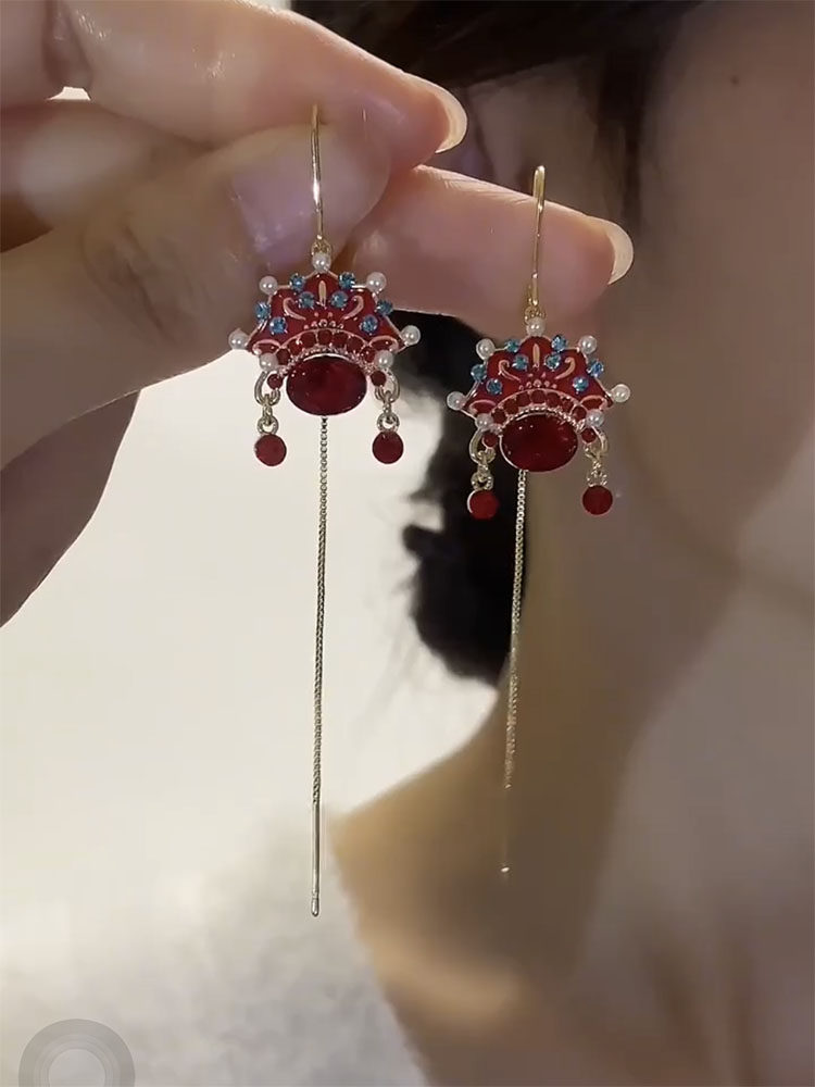 中国风京剧花旦脸谱耳线女性