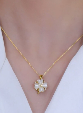 四叶花项链会旋转销骨链女