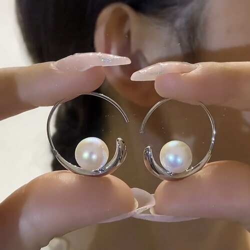 银针珍珠珠耳钉女耳饰