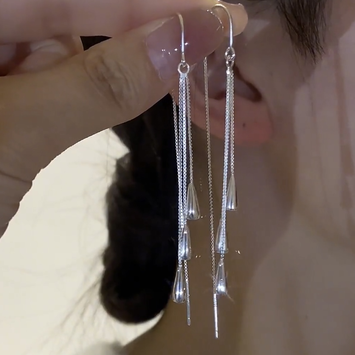 水滴流苏耳线女新款韩版