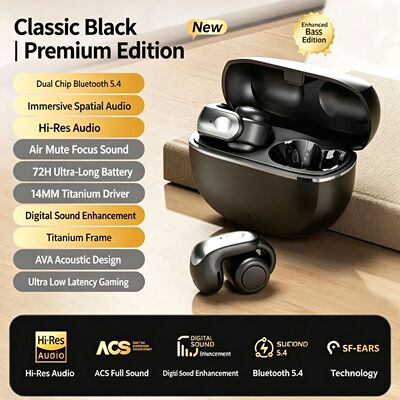 Open Ear TWS Wireless Earbuds Bluetooth Clip On Headphone