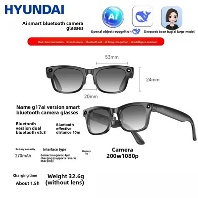 AI h glasses camera language translation Bluetooth earphone
