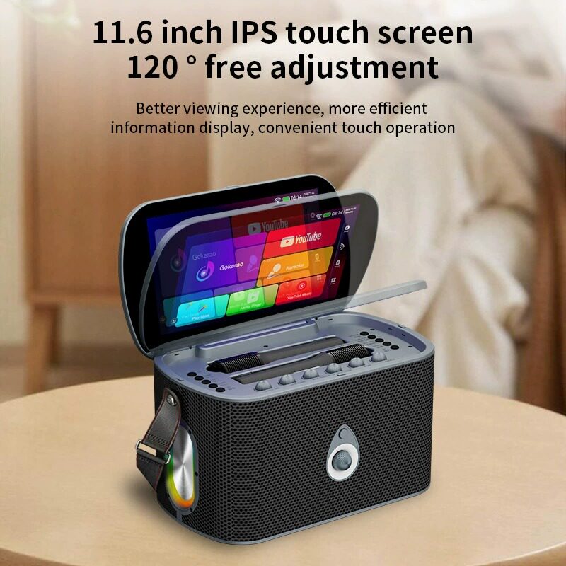 BT Karaoke Machine with 2 Wireless Microphones Rechargeable Home KTV for Party Singing