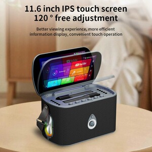 BT Karaoke Machine with 2 Wireless Microphones Rechargeable Home KTV for Party Singing
