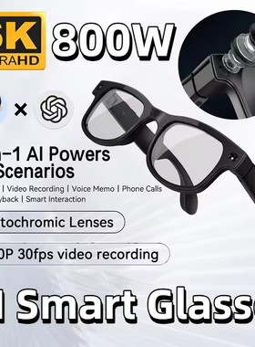 6K AI Smart Glasses 800W Pixel Camera Translate Photochromic