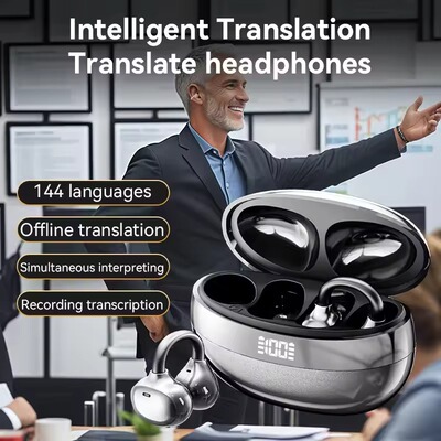 AI Translator Earbuds 144 Languages earbuds Ear Clip Headset
