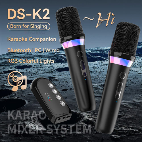 Karaoke Bluetooth 5.3 Wireless Microphones Wired Speaker