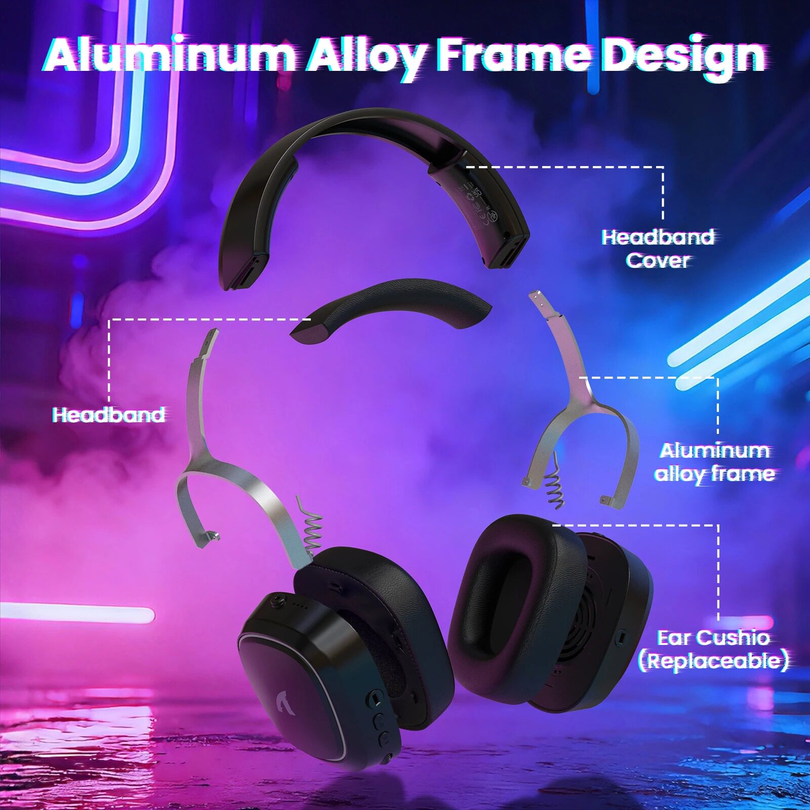 2.4G Wireless Gaming Headset,Bluetooth Headphones for PC/PS
