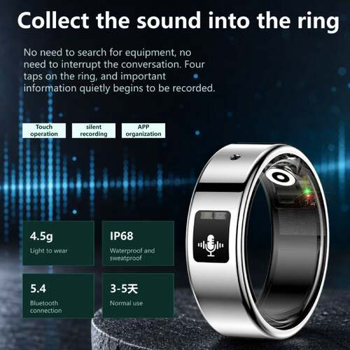 AI smart ring heart rate voice record translation smart ring
