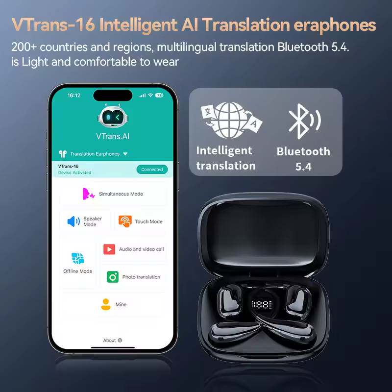 Smart translation headset simultaneous translation Bluetooth