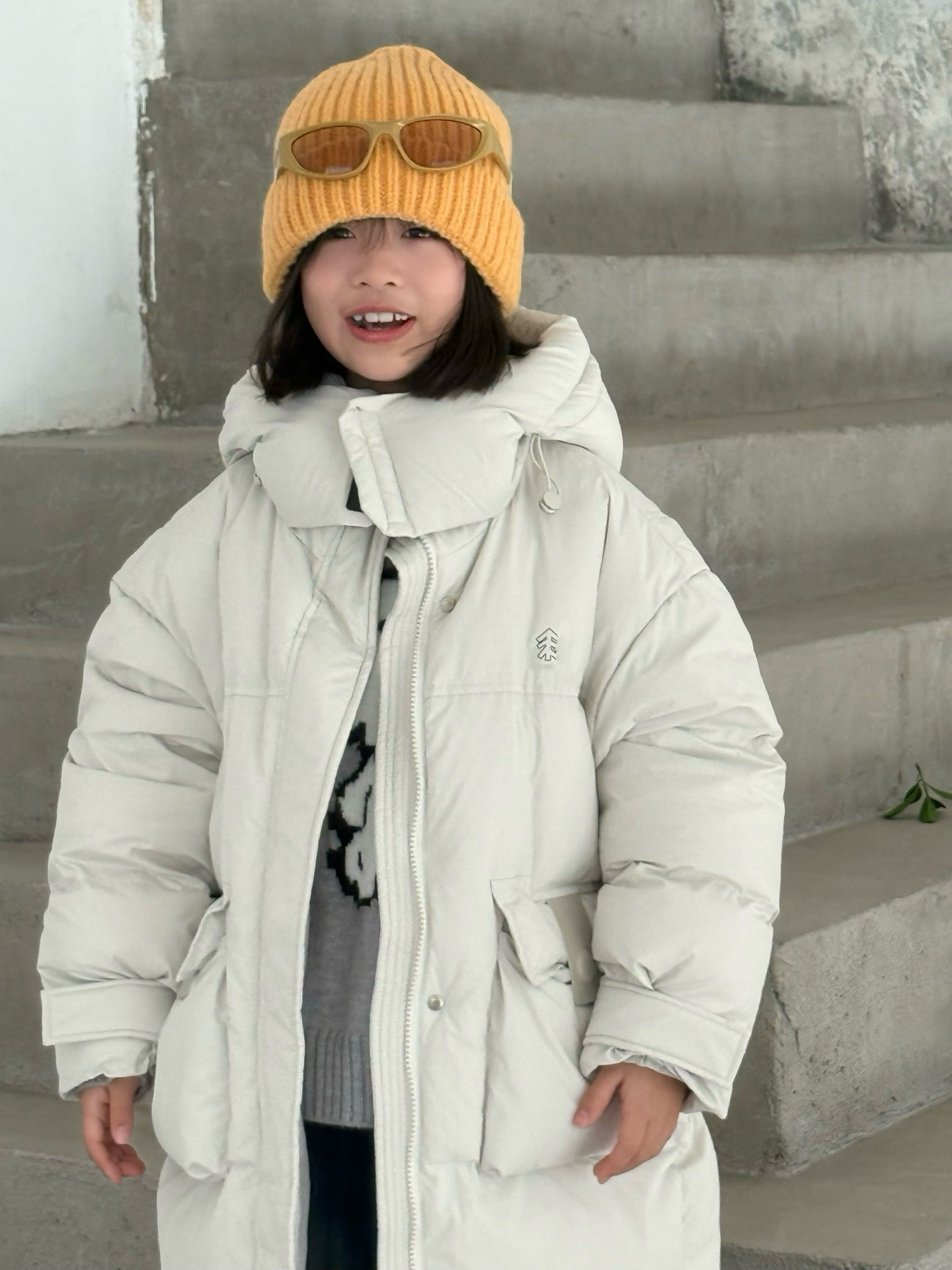 儿童90白鸭绒中长款羽绒中大童连帽羽绒服男女童宽松加厚保暖外套