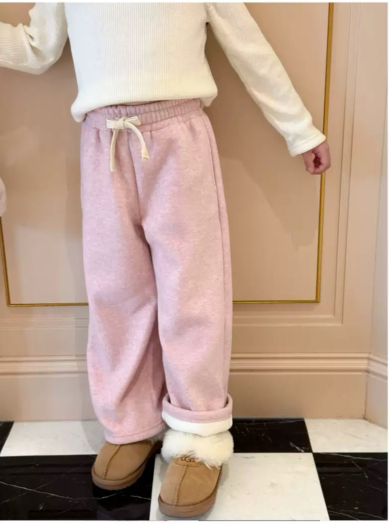 25冬季新款女童加绒直筒裤儿童休闲裤北岛羊绒裤子加绒加厚长裤