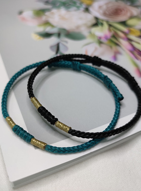 鱼小丸手作手工diy绳结南美蜡线彩金线手绳亲子情侣手链视频材料