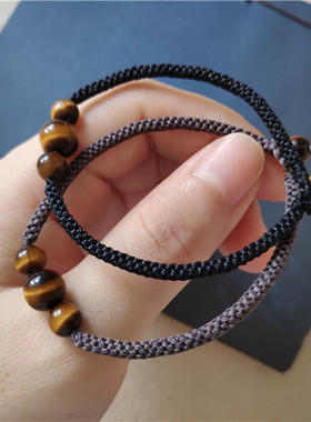 手作风南美蜡线编绳情侣虎眼石