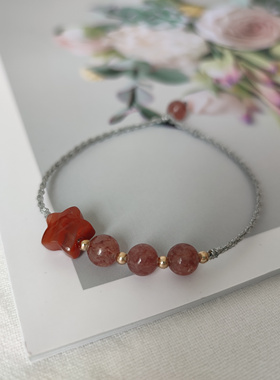 南红金线编织小众草莓晶手绳