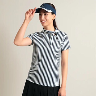 新款日本原单Callaway女装高尔夫运动夏短袖POLOT恤竖条吸水速干