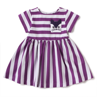 条纹连衣裙2350 全棉短袖 出口日本专柜大牌Anna Sui安娜苏女童夏季