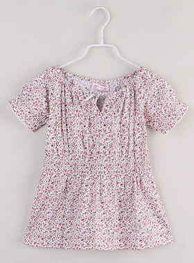 2022补新特价#天使猫日系女童夏季圆领短袖碎花衫小清新 821004