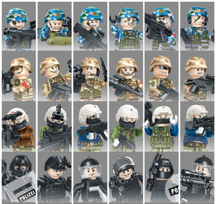 托比狮军事人仔TBS53-58海上蛟龙阿尔法部队武装头盔拼装积木人仔