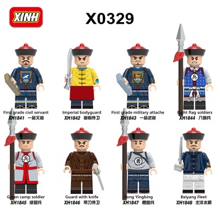 中国古代积木人仔清朝士兵御前侍卫八旗北洋水师兵人袋装