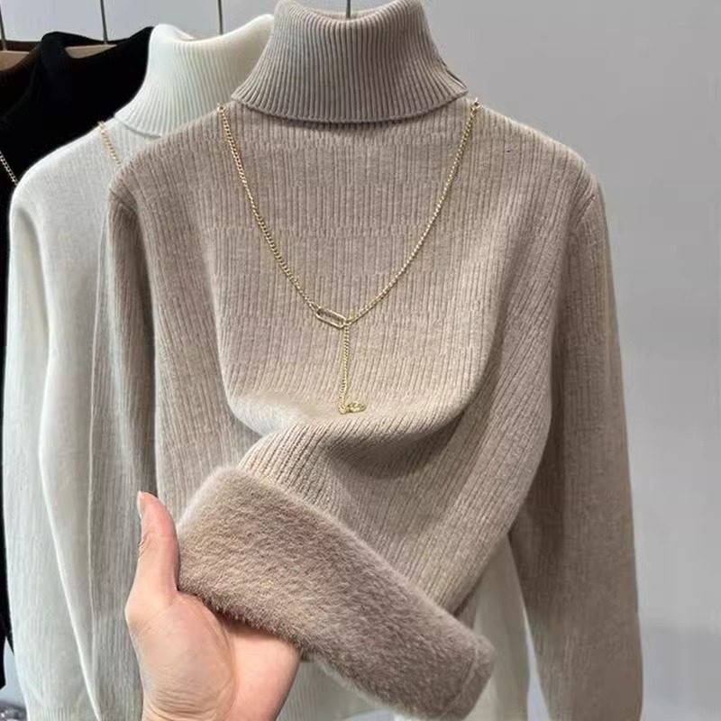 高领加绒加厚打底衫上衣女2025秋冬新款一体绒内搭毛衣气质通勤风,女装/女士精品,毛针织衫,淘宝优惠券,粉丝福利购,淘宝优惠卷