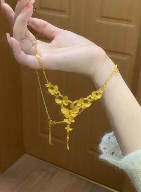 蝴蝶流苏项链女士金色锁骨链新娘婚嫁首饰高级轻奢大气送女友闺蜜