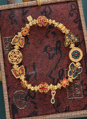 新中式珐琅彩蝴蝶手链女国风轻奢高级感手串小众设计百搭饰品礼物