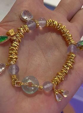 古法鉴刻盘缠手链女复古高级感中国风轻奢葫芦小提溜碎银子手串男