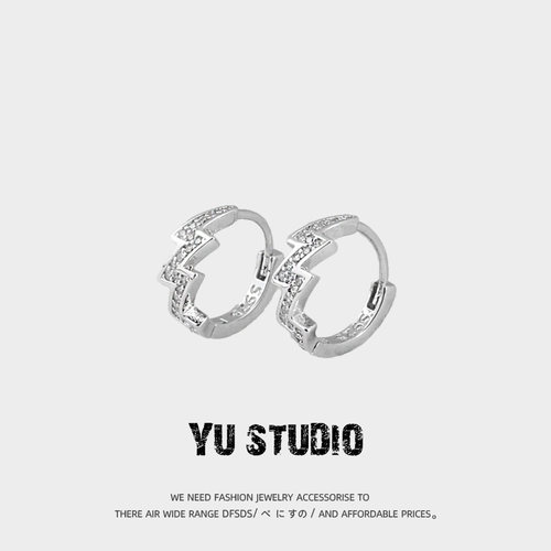 YUSTUDIO环保铜情侣锆石耳环