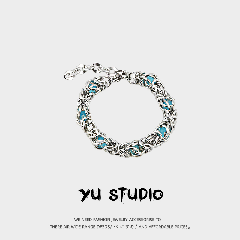 YUSTUDIO情侣钛钢人造水晶手链