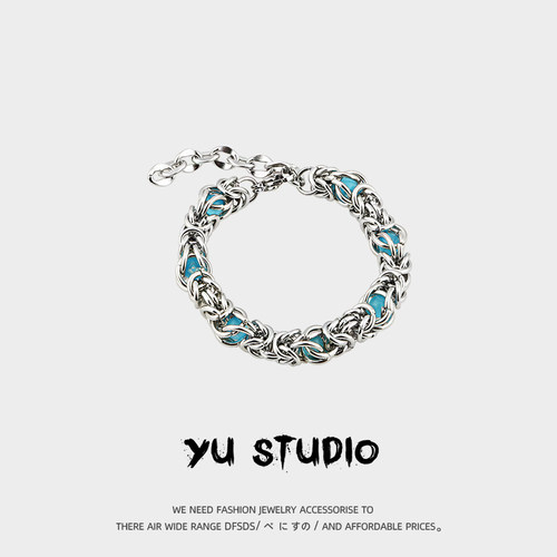 YUSTUDIO情侣钛钢人造水晶手链
