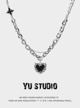 YUSTUDIO荆棘爱心Y2K拼接钛钢项链男女甜酷暗黑潮流颈链配饰品