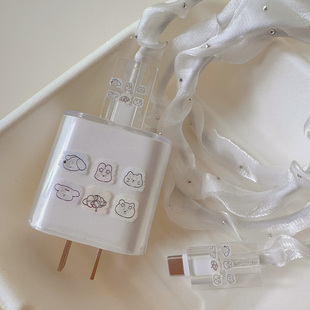 牛角包动物充电线保护套适用iPhone16 15pro线套20w快充头保护套