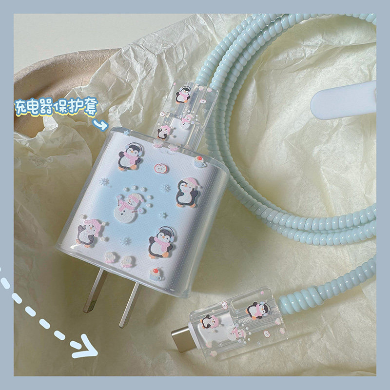 企鹅雪人充电器保护头适用于iPhone16/15数据线保护套缠绕线防折,3C数码配件,充电器保护套,淘宝优惠券,粉丝福利购,淘宝优惠卷